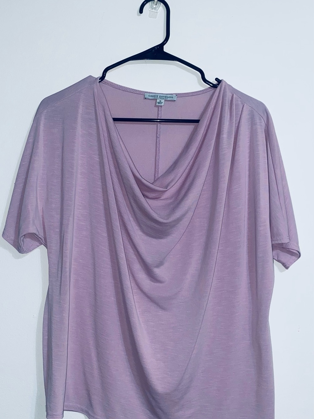 Karen Kane Dusty Lavender Cowl Neck Short Sleeve Top